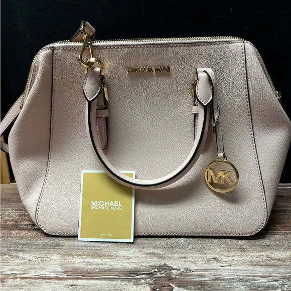 Michael Kors | EUC Charlotte Leather Large Shoulder Bag Purse Satchel, Blush - Picture 4 of 12